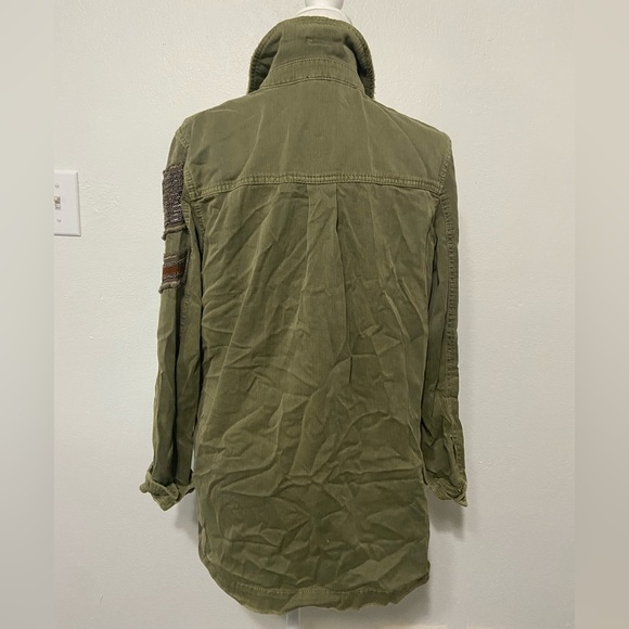 Free People women's S green military inspired jacket w/ eagle beaded motif EUC - Picture 10 of 10